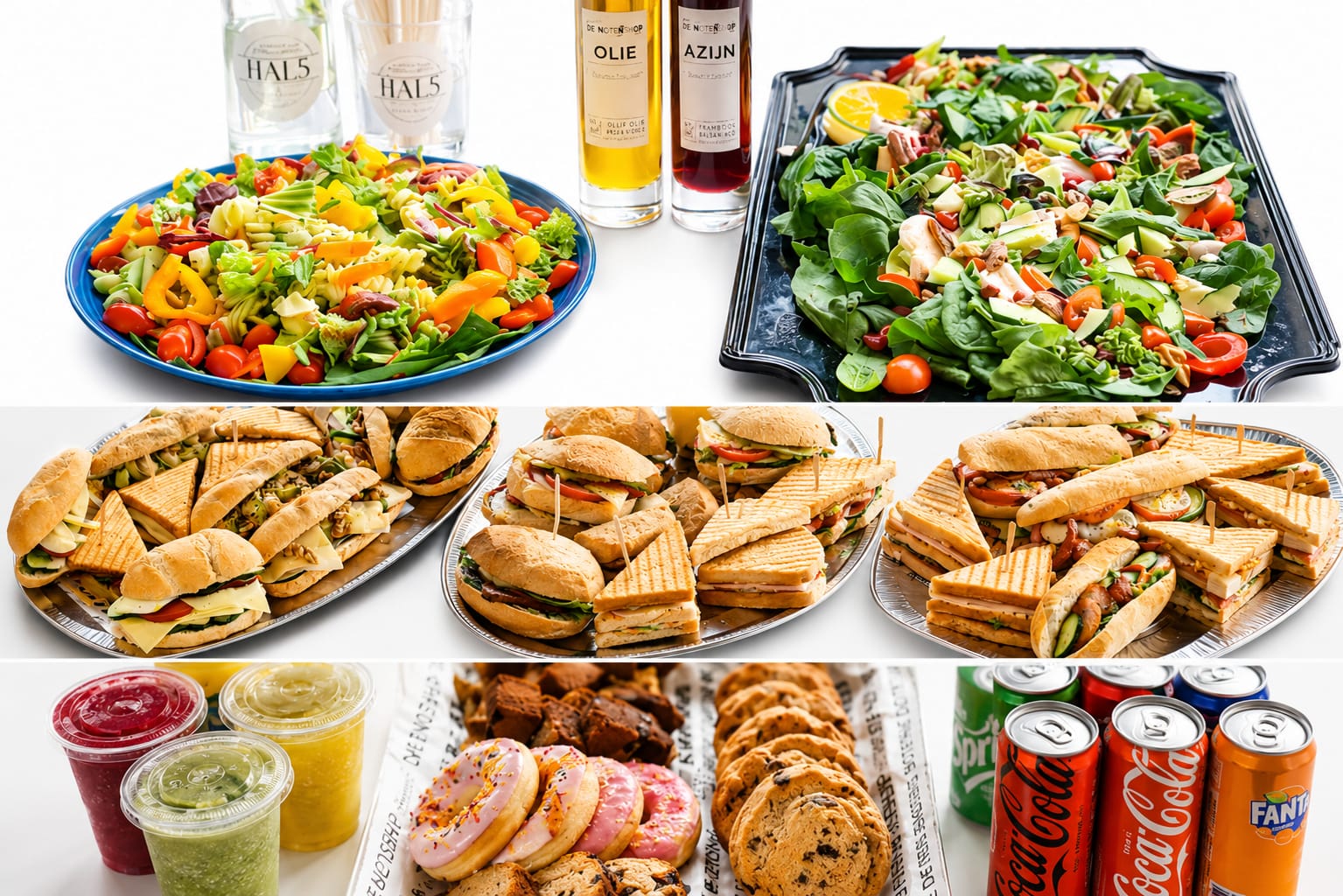 Catering schalen — salades, broodjes, smoothies en zoet
